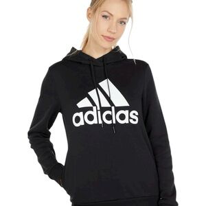 Adidas Women's Black and White Logo Hoodie